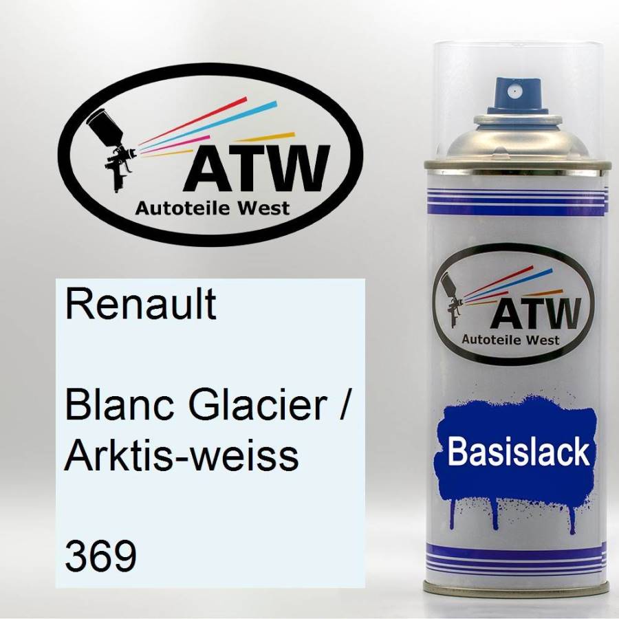 Renault, Blanc Glacier / Arktis-weiss, 369: 400ml Sprühdose, von ATW Autoteile West.